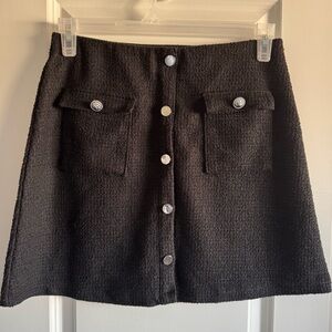 H&M Black Button-Front Mini Skirt